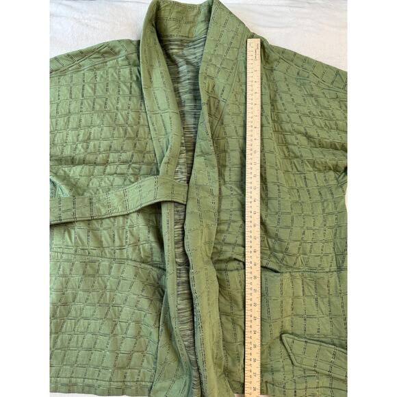 Nike Yoga Womens Green Reversible Wrap Jacket Check Kimono Cardigan L NWOT - Picture 8 of 10
